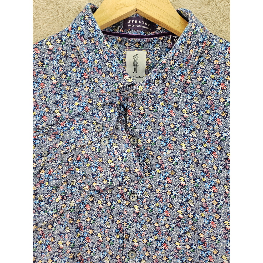 Robert Graham Dress Shirt Stretch-Cotton Tailored Fit Floral Size XXL